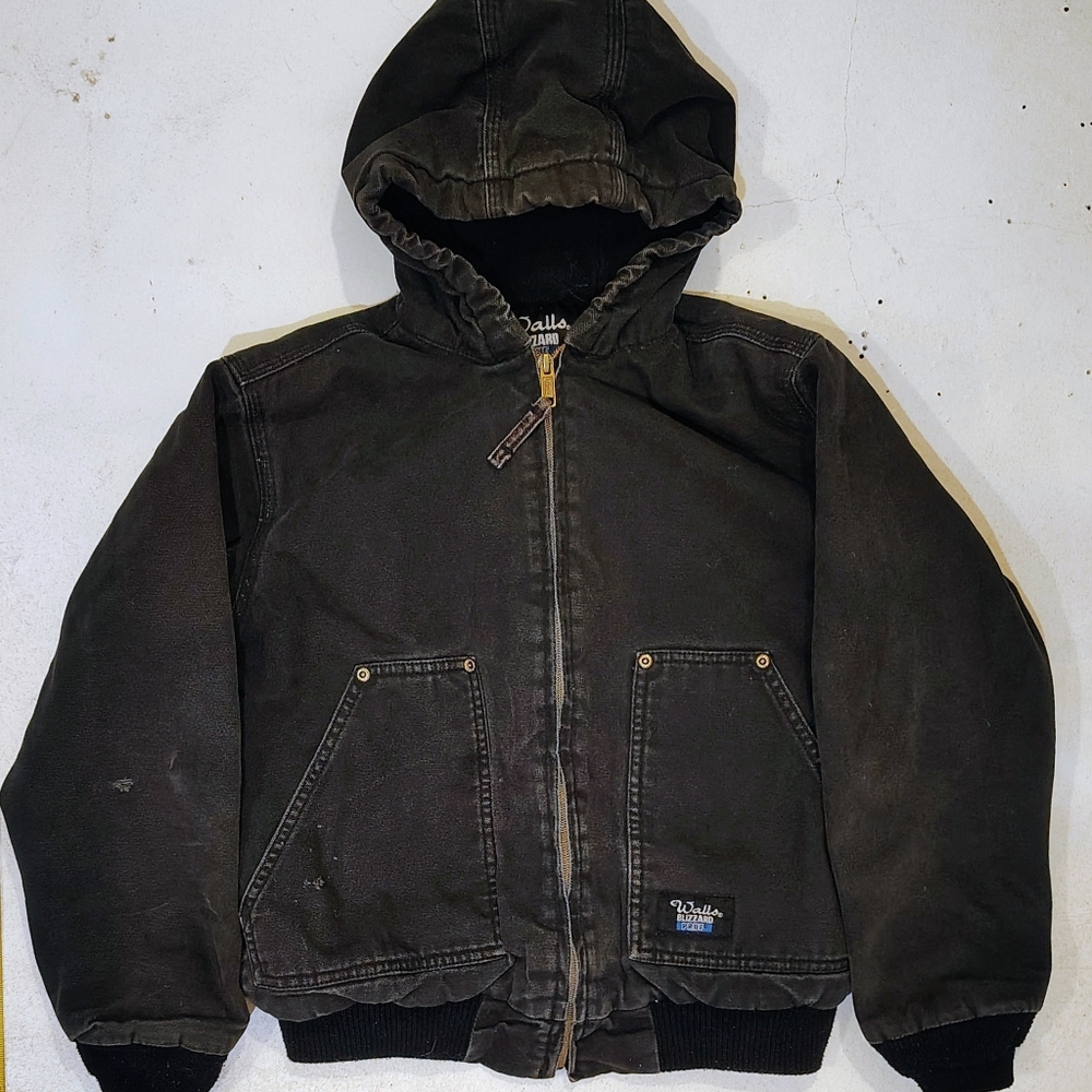 YOUTH Size Large Walls Blizzard Proof Insulated Duck Fabric Hooded Jacket